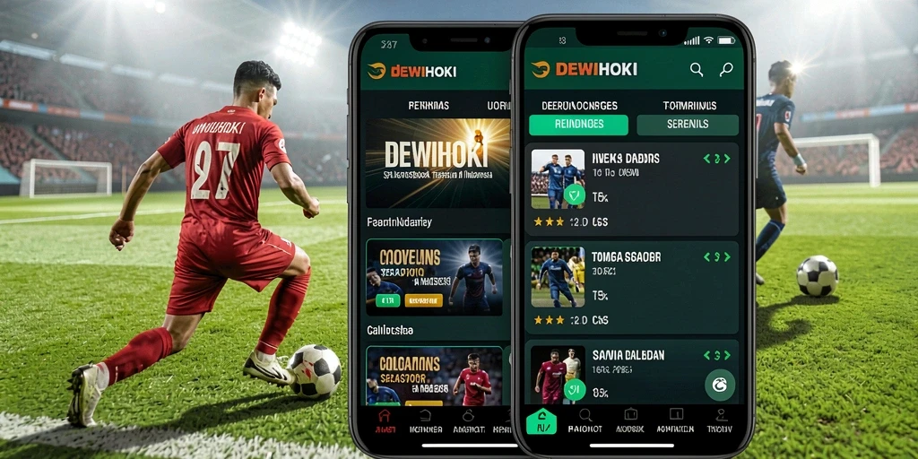 Tampilan menarik aplikasi DEWIHOKI dengan berbagai pilihan taruhan olahraga.