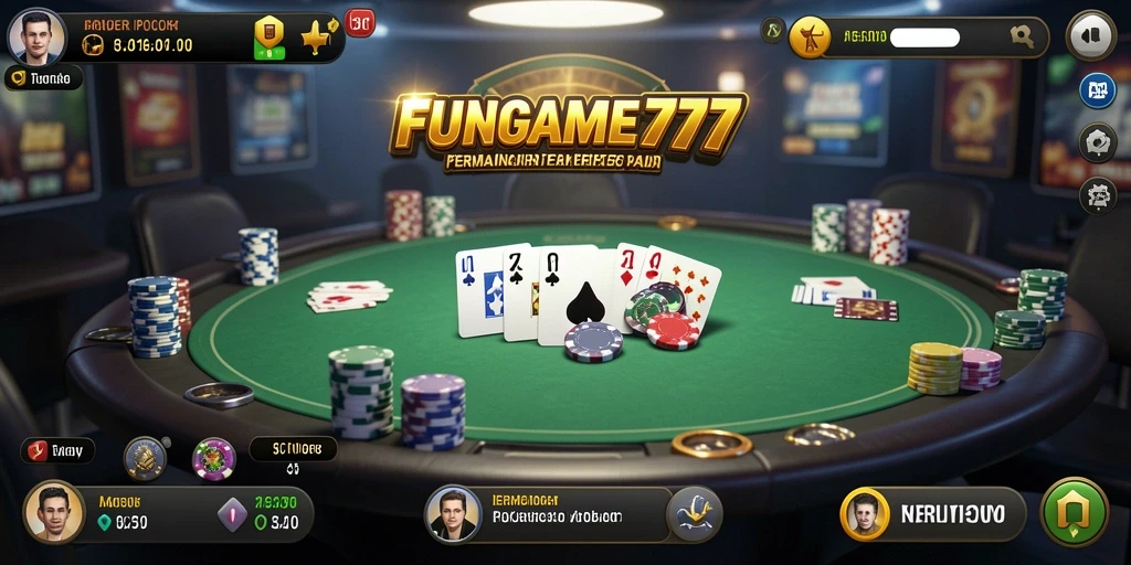 Tampilan gameplay Poker yang seru dan mendebarkan di FUNGAME777.