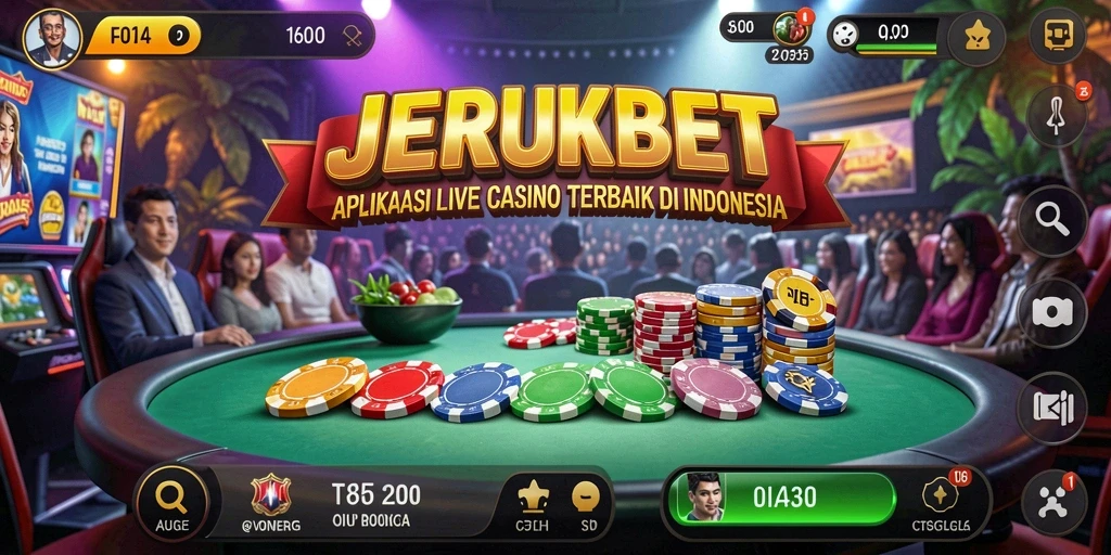 Tampilan antarmuka JERUKBET saat permainan Live Casino berlangsung.