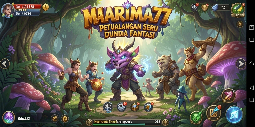 Screenshot gameplay MARIMA77 yang menunjukkan dunia petualangan