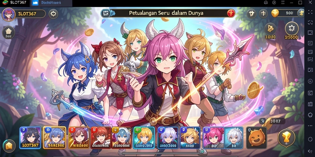 Tampilan gameplay penuh warna dan karakter menarik dalam SLOT367.