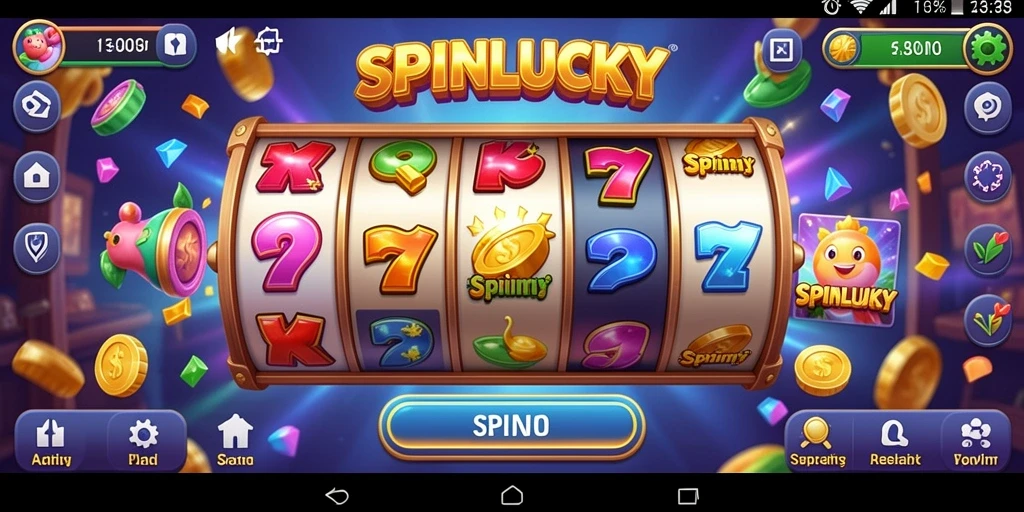 Tampilan gameplay SPINLUCKY yang mendebarkan dan penuh warna.